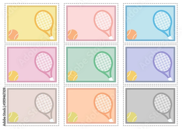 Obraz テニス■テニスラケットとボールのメッセージカードセット