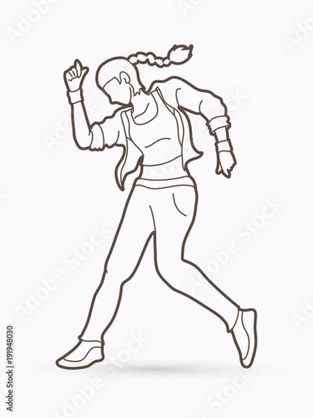 Obraz Taniec uliczny, taniec chłopców B, taniec wektor zarys akcji