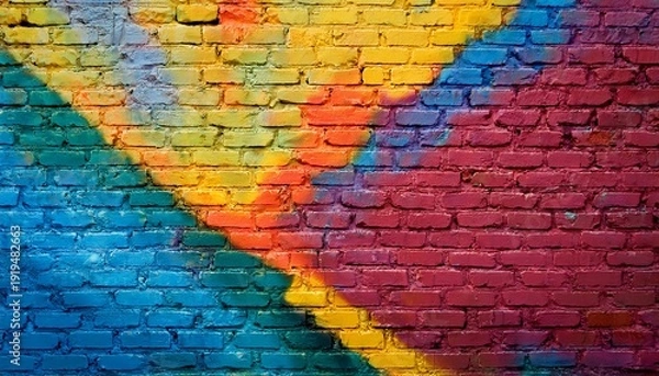 Obraz vibrant painted brick wall section