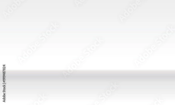 Obraz スタジオ撮影用の白背景における壁と床のシンプル空間