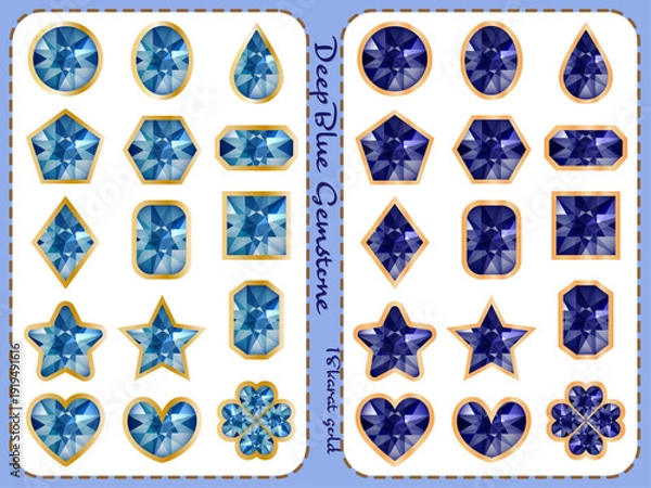 Obraz 宝石■ゴールド×濃い青色の宝石セット
