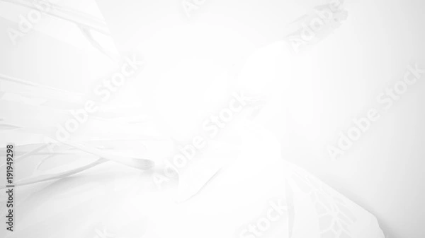 Fototapeta Abstract white parametric interior  with window. 3D illustration and rendering.