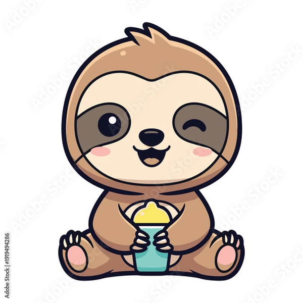 Obraz Cute Panda Holding Coffee Cup