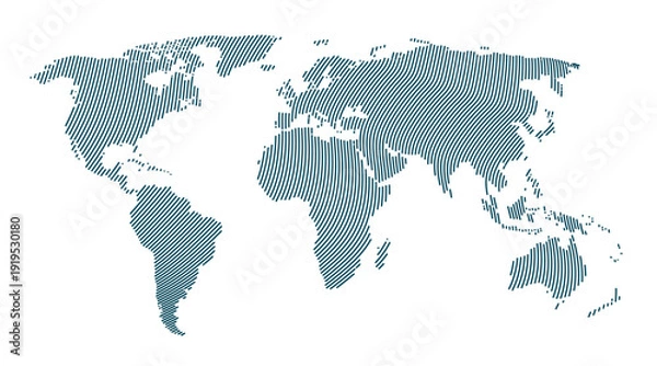 Obraz Striped world map design with continent outlines.