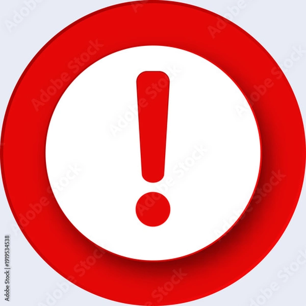 Obraz Red exclamation mark icon in circle design.