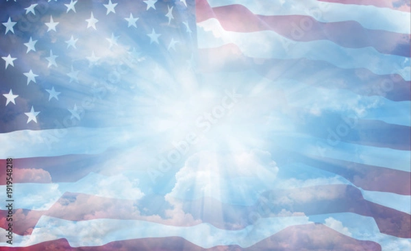 Obraz American flag in sky