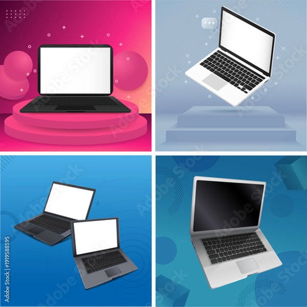 Obraz Laptop Mockup Display Vector Set