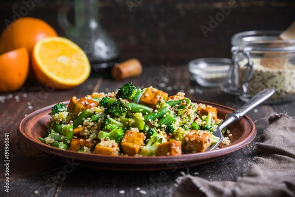 Fototapeta quinoa with tofu and vegetables