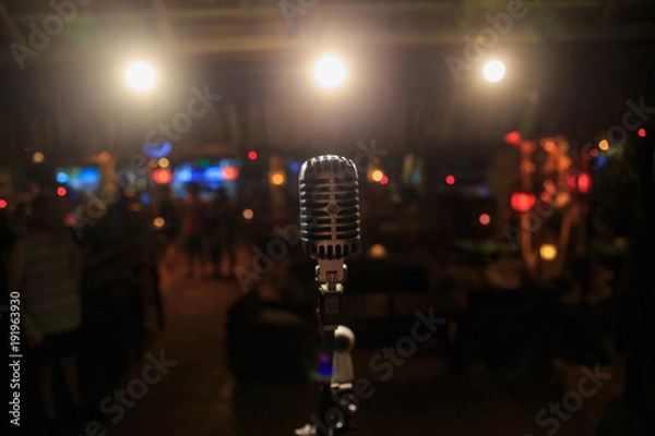 Obraz Retro microphone on stage in a pub