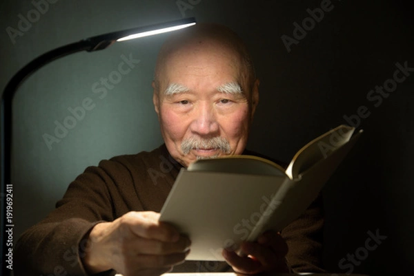 Obraz 読書を楽しむ老人