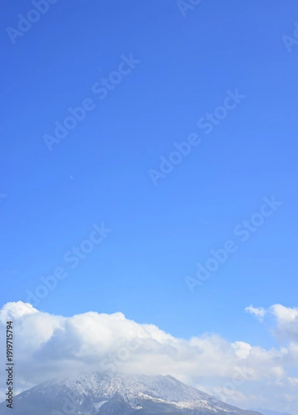 Obraz 雪が積もる冬の桜島