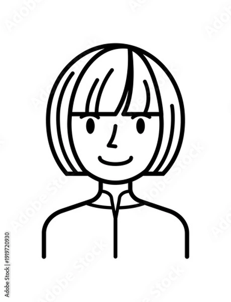 Obraz ベクターイラスト素材：笑顔の若い女性アイコン