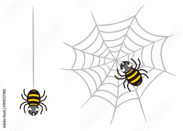Obraz 蜘蛛と蜘蛛の糸、蜘蛛の巣のベクターイラスト
