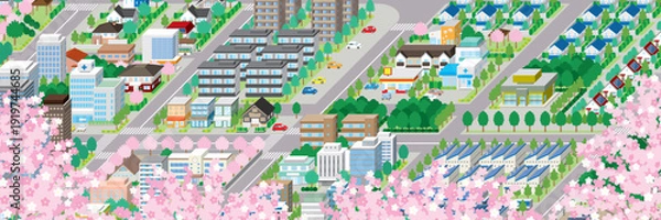 Obraz 街並みの立体図. 都市の景観. 