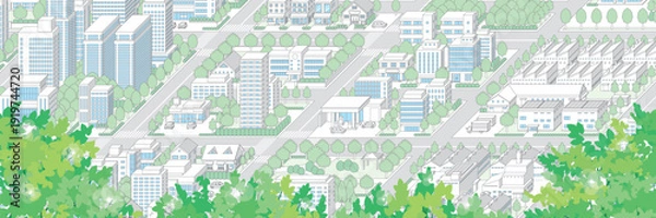 Obraz 街並みの立体図. 都市の景観. 