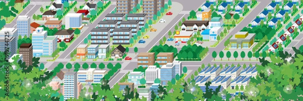 Obraz 街並みの立体図. 都市の景観. 