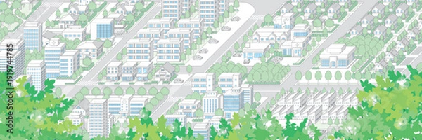 Obraz 街並みの立体図. 都市の景観. 