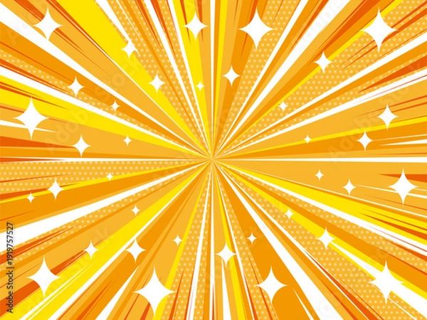 Fototapeta 放射状に広がるポップでポジティブな集中線