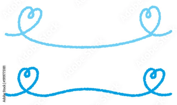 Obraz かわいいハートのクレヨンアンダーライン/ブルー