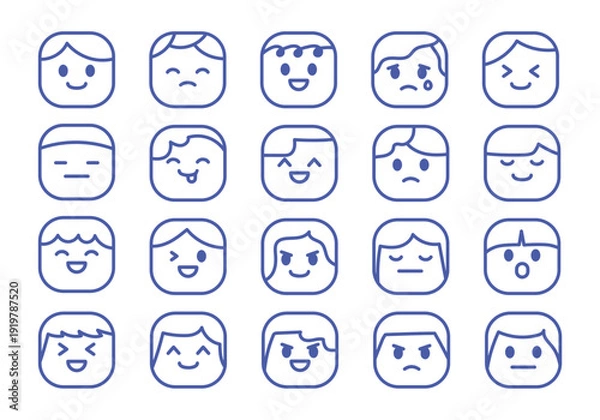 Obraz Square Cartoon People Face Element 