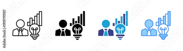 Obraz Business Intelligence icon set multiple style collection