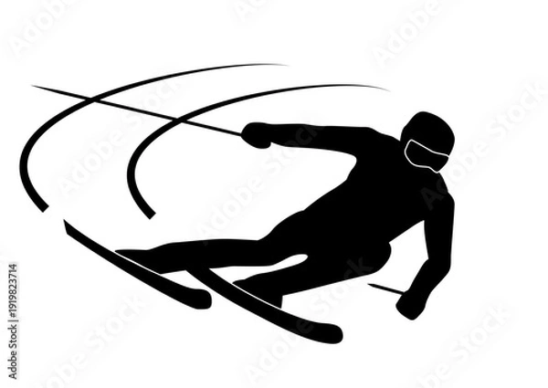 Obraz スキーをする人のシルエット