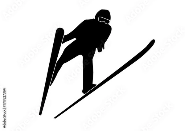 Obraz スキーのジャンプ競技シルエット