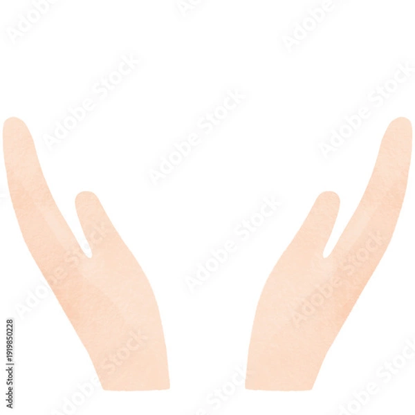 Obraz シンプルでフラットな手のイラスト｜手のひら・人体パーツ・白背景・単体素材