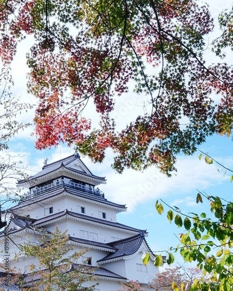 Obraz 福島県美しい鶴ヶ城秋の風景