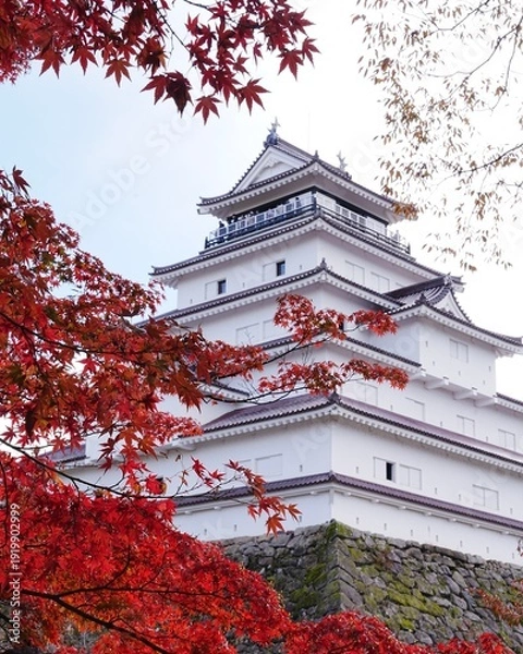 Obraz 福島県美しい鶴ヶ城秋の景色