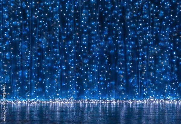 Obraz Blue led light curtain on a stage