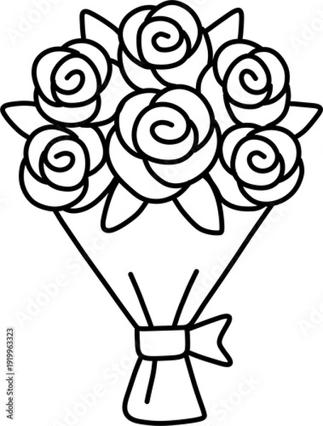 Obraz 로맨틱 믹스 플라워 꽃다발 일러스트