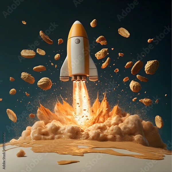 Obraz Rocket launching through celestial debris