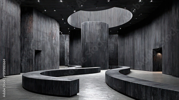 Obraz Dark Circular Gallery with Curved Seating