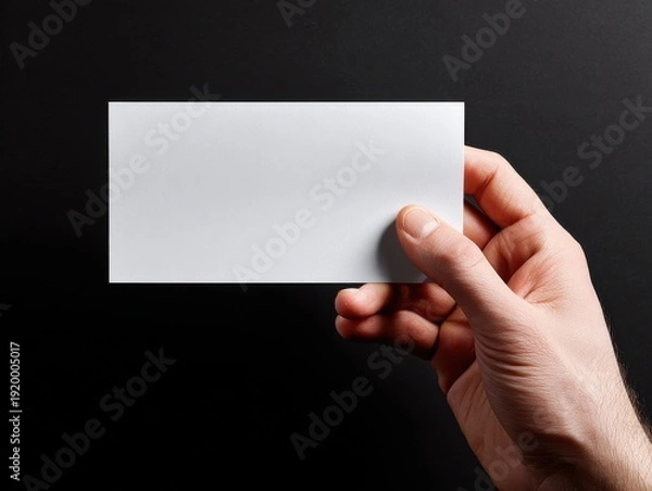 Obraz hand holding paper sheet isolated on a black background