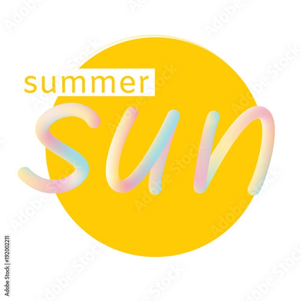 Obraz Summer sun. lettering. The volume. Text. Yellow. Heat. Icon. Glad.