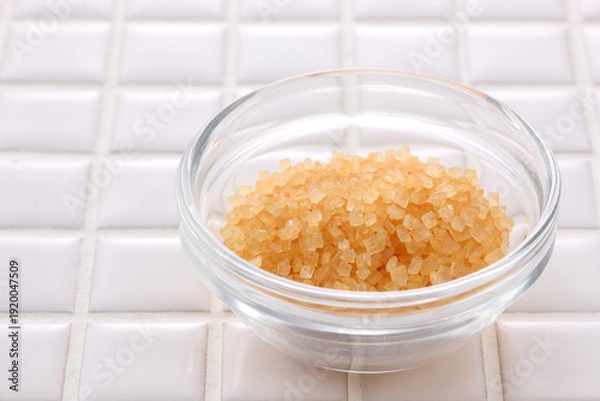 Obraz ガラスボウルに入れたザラメ　白タイルバック