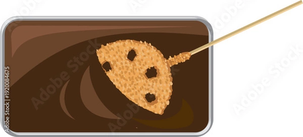 Obraz ソースにつけている蓮根串カツのイメージイラスト