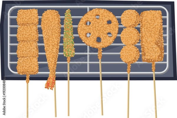Obraz 盛り付けられた串カツのイメージイラスト