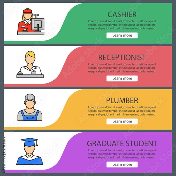 Fototapeta Professions web banner templates set