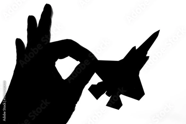 Obraz 反戦、シルエットのジェット戦闘機