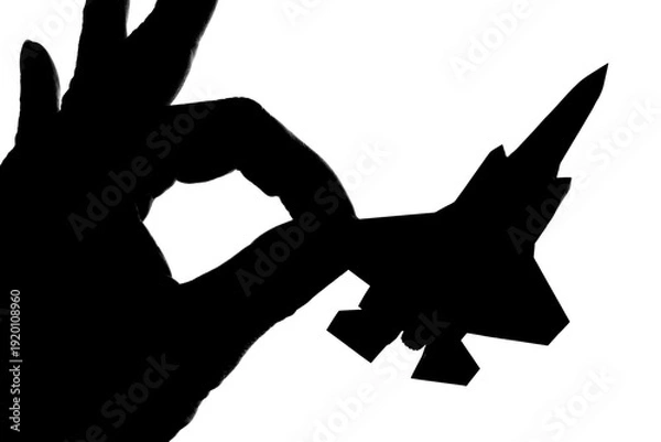 Obraz 反戦、シルエットのジェット戦闘機