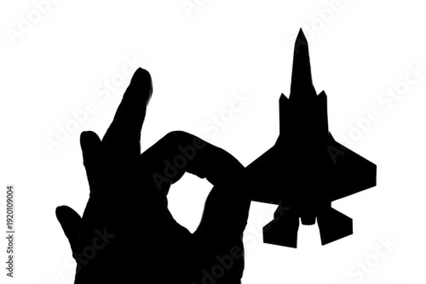 Obraz 反戦、シルエットのジェット戦闘機