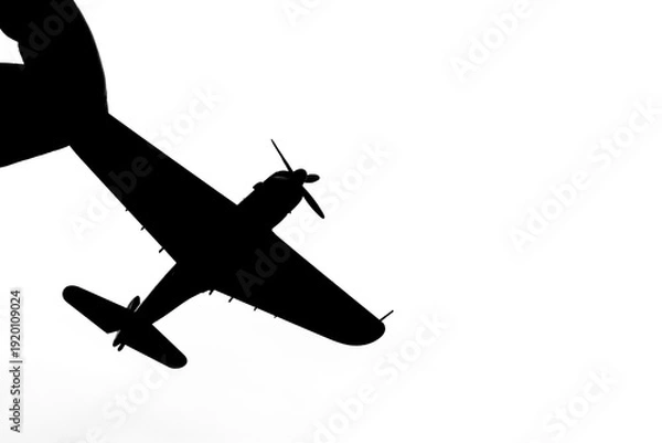 Obraz 指でつままれたシルエットのプロペラ戦闘機
