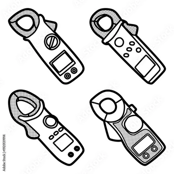 Obraz four ampere pliers vectors, editable lines