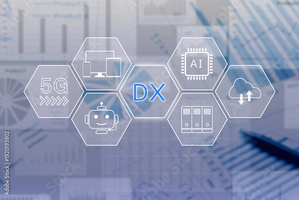 Fototapeta デジタルトランスフォーメーションをイメージした背景素材