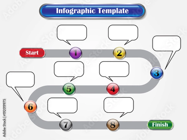 Fototapeta Infographic Template - Sequence Buttons As Milestone