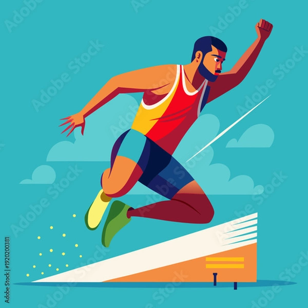 Obraz Sprinter Jump Start Vector Illustration – Dynamic Track and Field Design