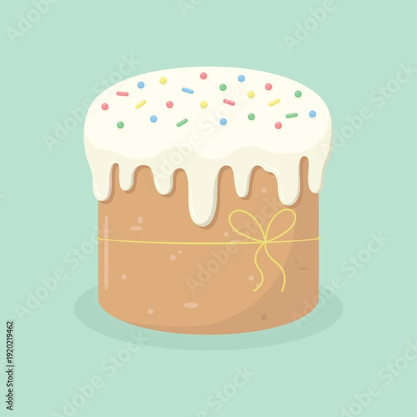 Obraz Easter cake with icing. Easter holiday elements. Happy Easter vector illustration.