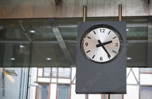 Obraz Modern Public Clock Display In Glass Interior Architectural Setting